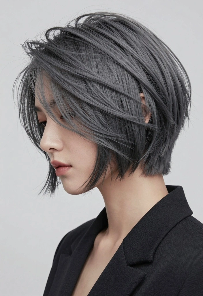 15 Short Wolfcut Hair Ideas Trend Forward Edge - 12. Charcoal Gray Chic 1