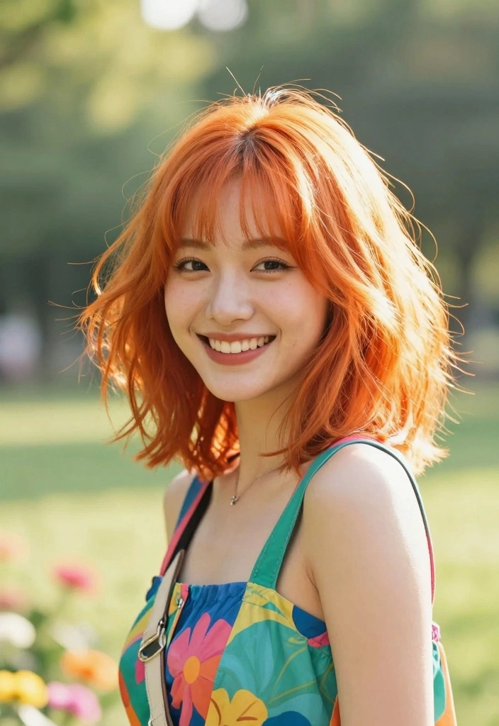 15 Short Wolfcut Hair Ideas Trend Forward Edge - 13. Sunset Orange Delight 1