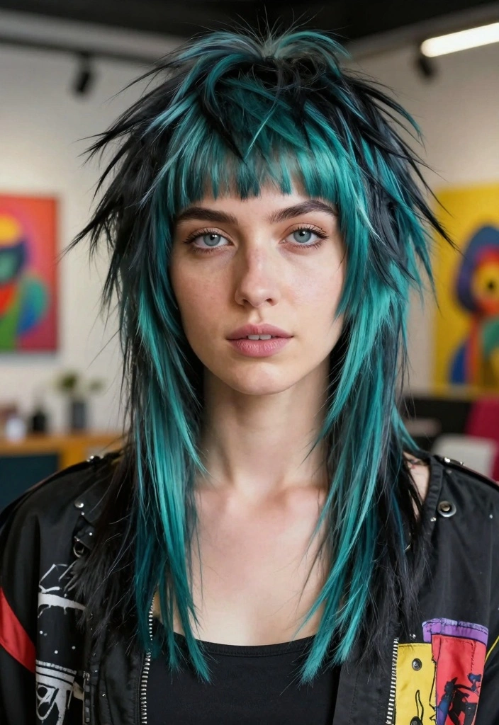 15 Short Wolfcut Hair Ideas Trend Forward Edge - 14. Teal and Black Fusion 1