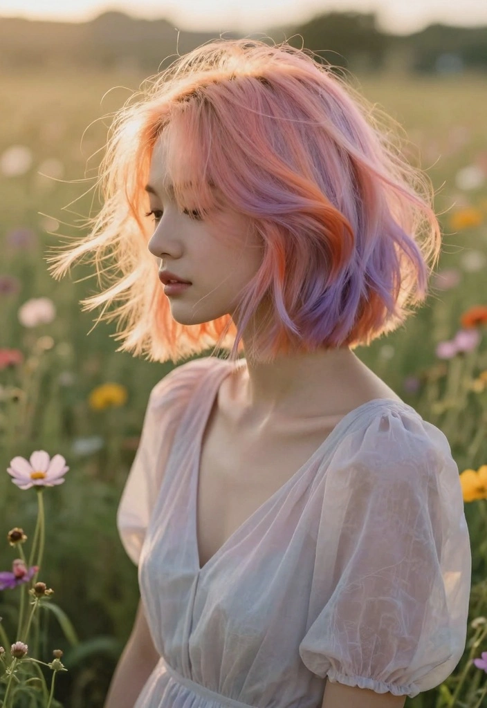 15 Short Wolfcut Hair Ideas Trend Forward Edge - 2. Pastel Sunset Fade 1
