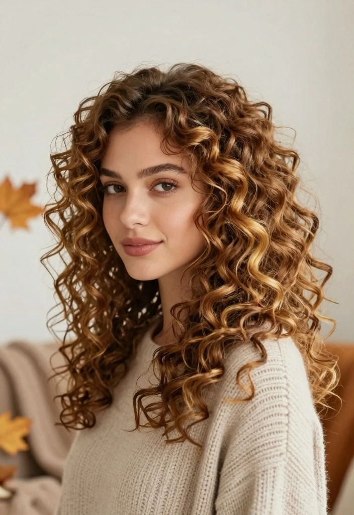 15 Soft Autumn Hair Color Ideas Gentle Earthy Palette - 11. Warm Toffee Curls 1