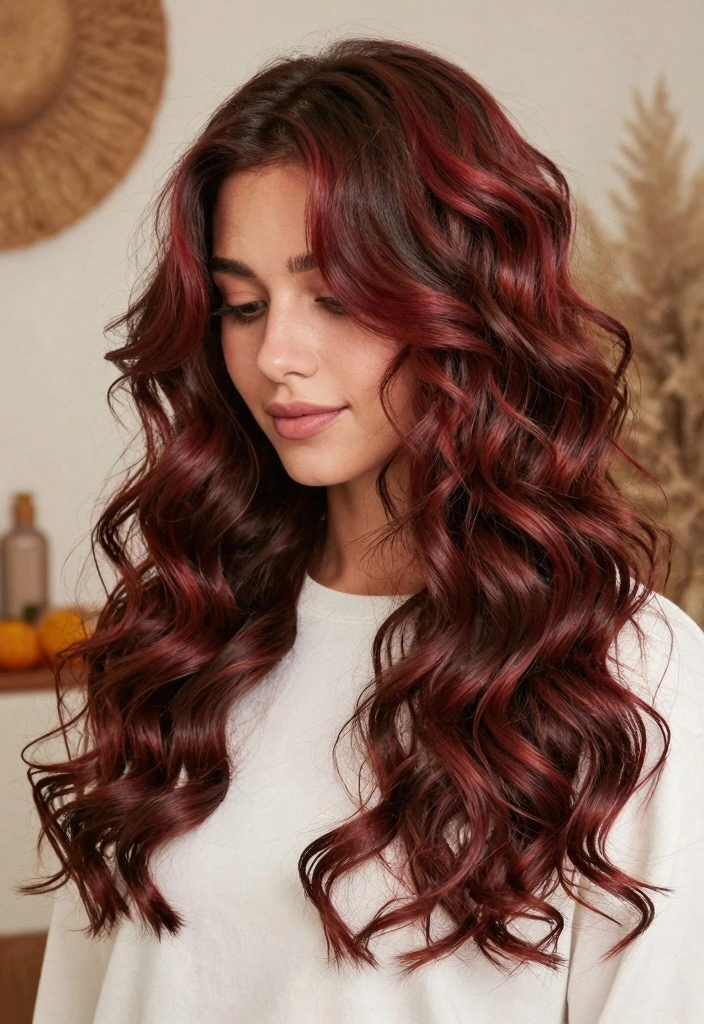 15 Soft Autumn Hair Color Ideas Gentle Earthy Palette - 15. Chocolate Cherry Curls 1