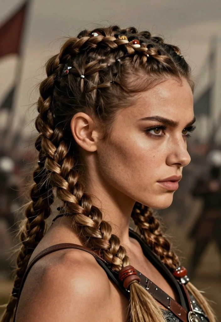 15 Viking Hairstyles Ideas: Braided Fierce Looks - 6. The Warrior Braid 1