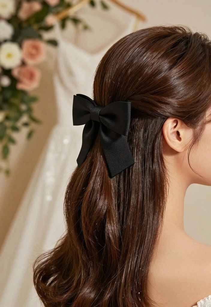 15 Wedding Guest Hairstyles for Short Hair Ideas Polished Chic - 14. Sleek and Straight with a Bow 1