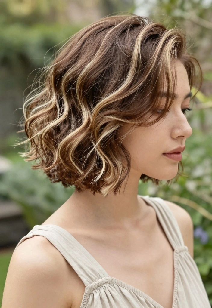 16 Chic Short Brown Hair with Highlights Ideas for Busy Moms - 12. Creamy Vanilla Highlights 1