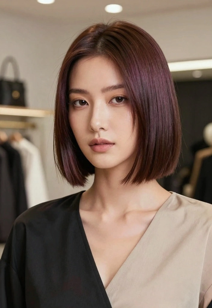16 Chic Short Brown Hair with Highlights Ideas for Busy Moms - 15. Subtle Plum Shades 1