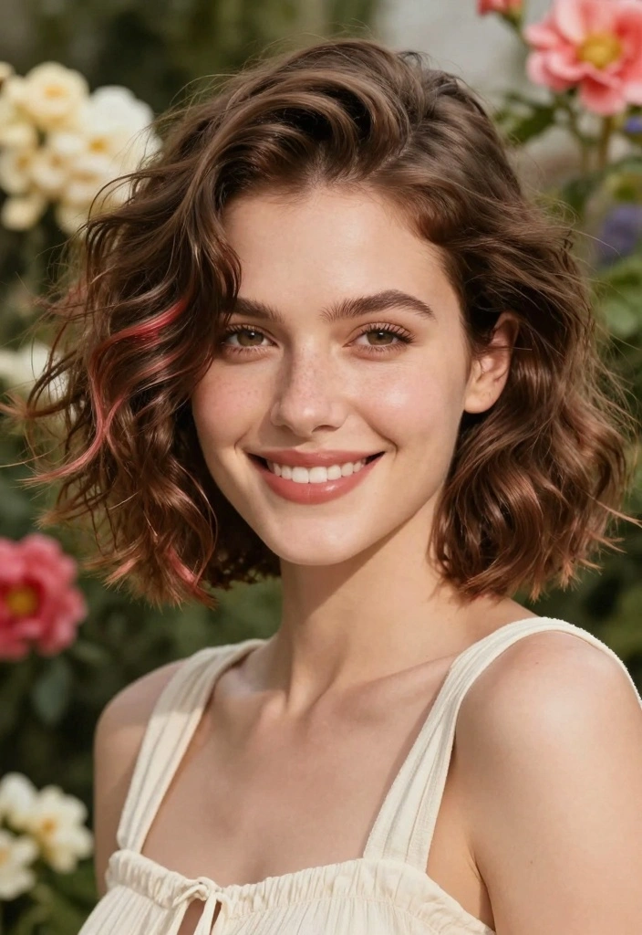 16 Chic Short Brown Hair with Highlights Ideas for Busy Moms - 5. Subtle Strawberry Highlights 1
