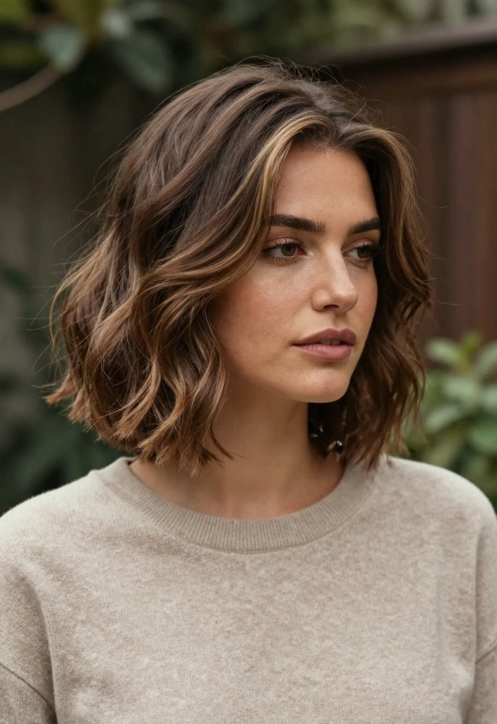 16 Chic Short Brown Hair with Highlights Ideas for Busy Moms - 7. Sandy Brown Highlights 1
