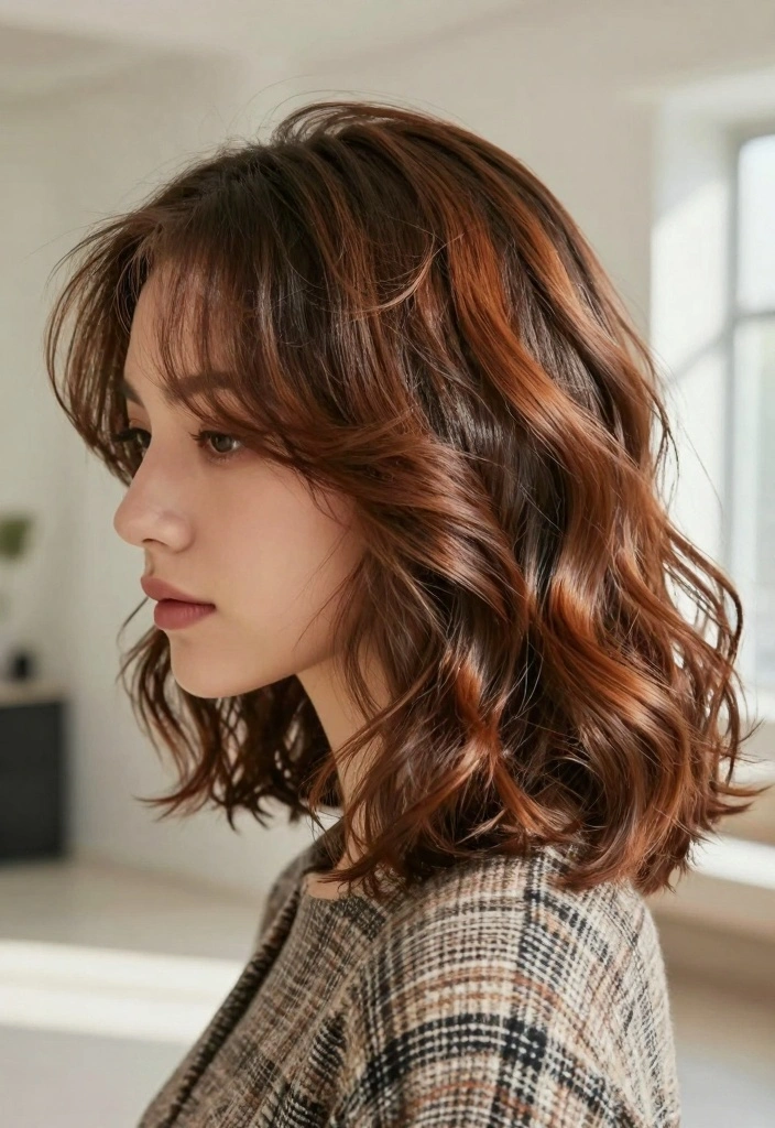 16 Chic Short Brown Hair with Highlights Ideas for Busy Moms - 8. Warm Chestnut Highlights 1