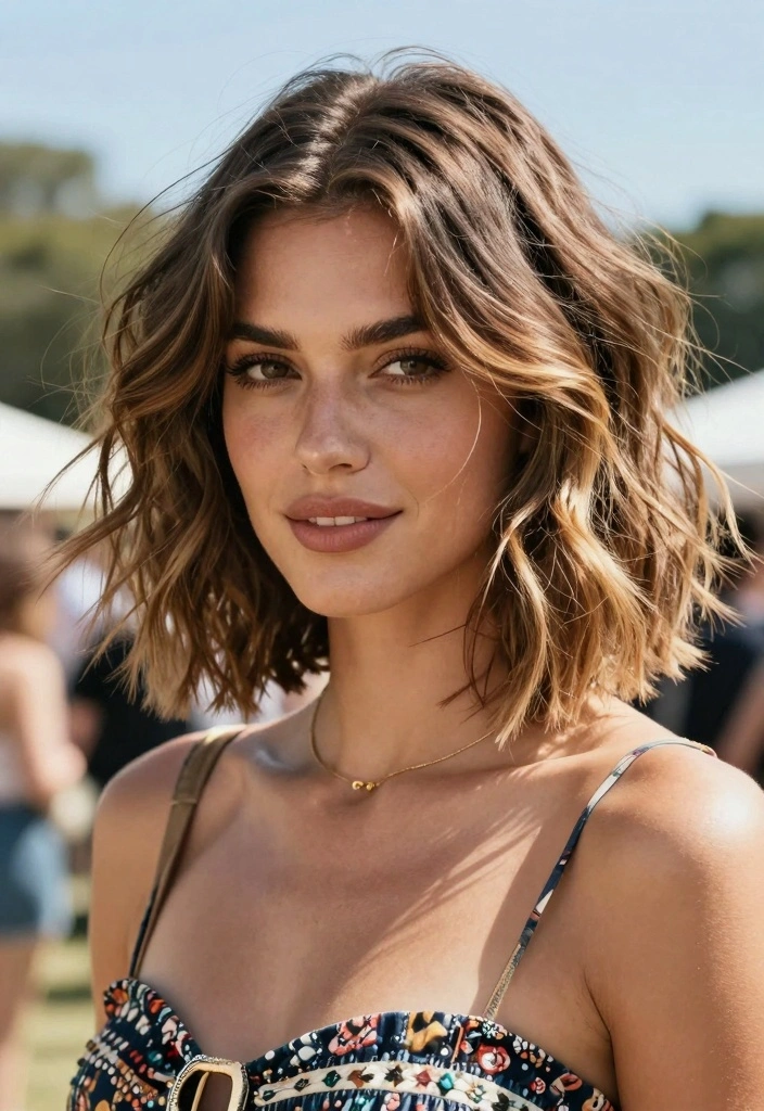 16 Short Hair With Layers Ideas for Texture and Movement - 15. Textured Lob with Highlights 1