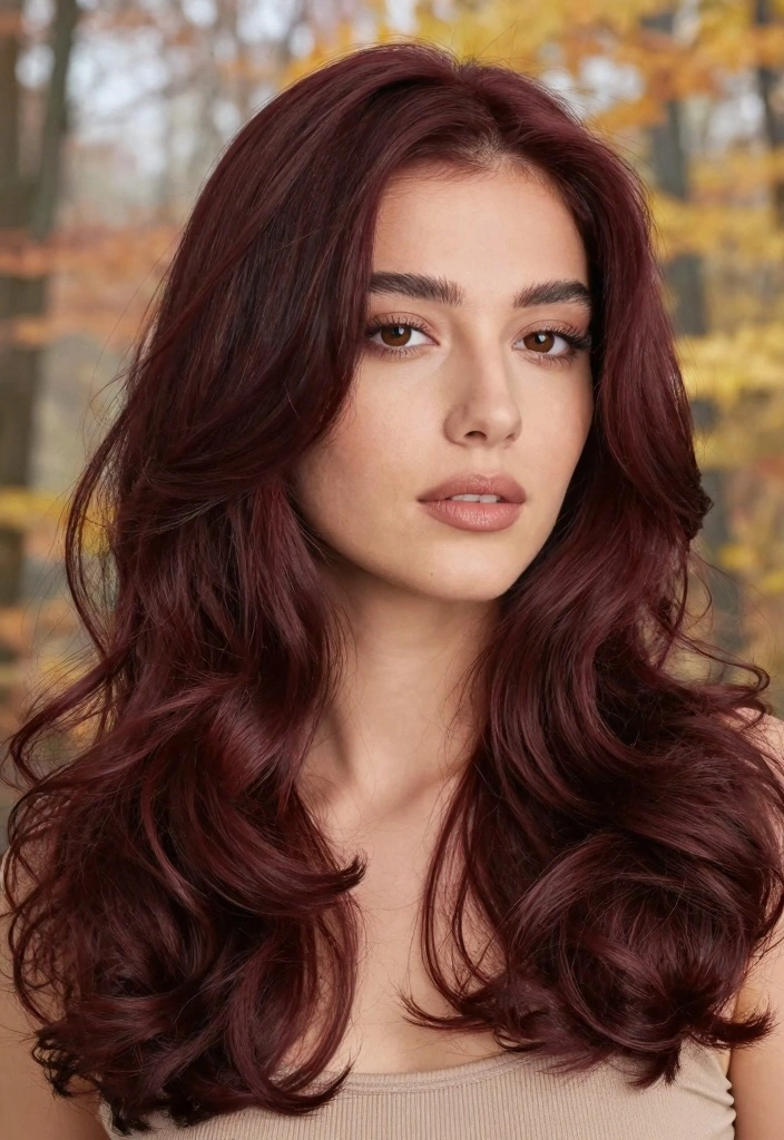 16 Soft Autumn Hair Ideas in Muted Warm Shades for Curly Textures - 11. Soft Burgundy Curls 1