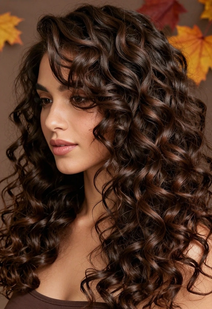 16 Soft Autumn Hair Ideas in Muted Warm Shades for Curly Textures - 12. Dark Chocolate Dream 1