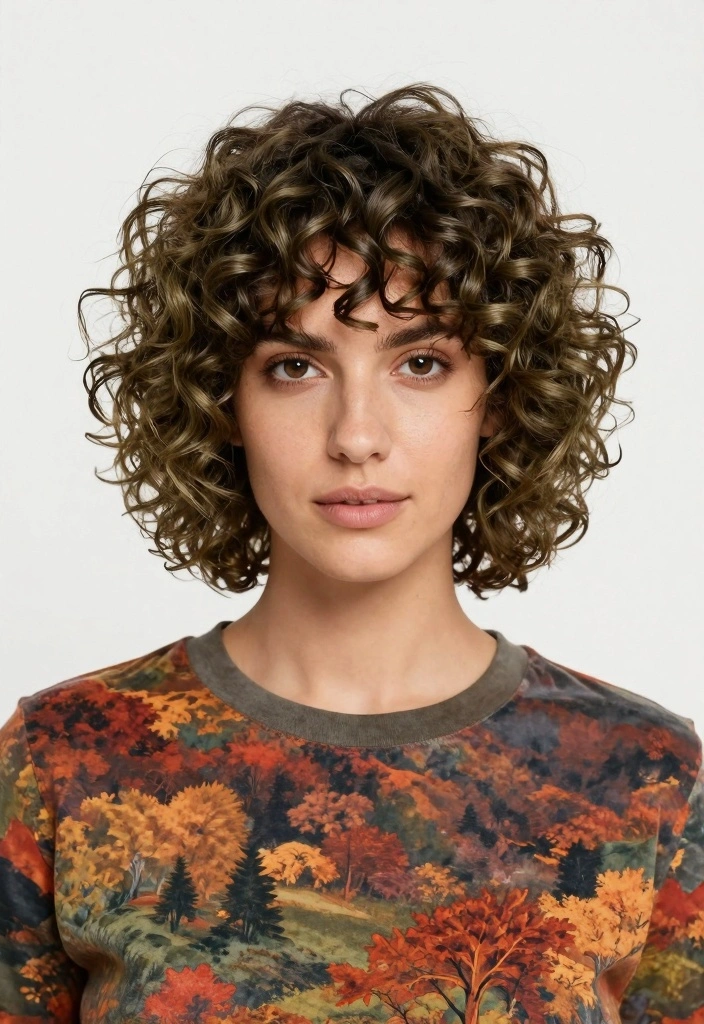 16 Soft Autumn Hair Ideas in Muted Warm Shades for Curly Textures - 14. Earthy Olive Tones 1