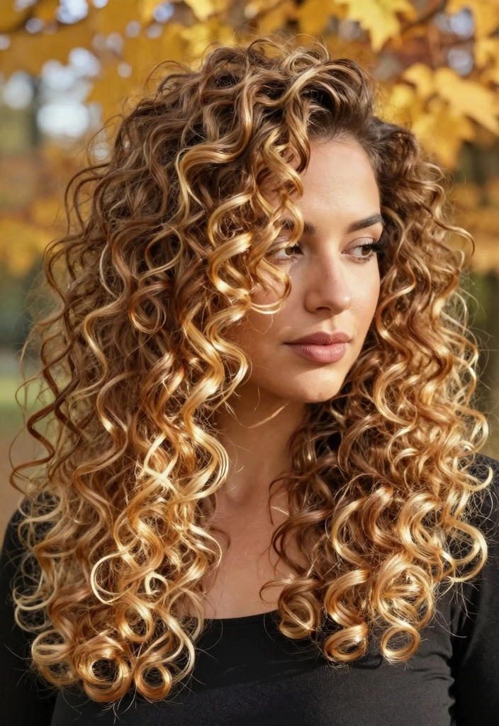16 Soft Autumn Hair Ideas in Muted Warm Shades for Curly Textures - 2. Honey Hued Spirals 1