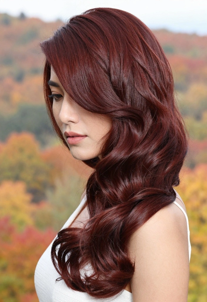 16 Soft Autumn Hair Ideas in Muted Warm Shades for Curly Textures - 6. Deep Auburn Delight 1