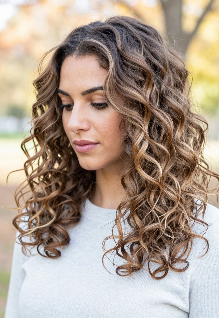16 Soft Autumn Hair Ideas in Muted Warm Shades for Curly Textures - 9. Subtle Caramel Highlights 1