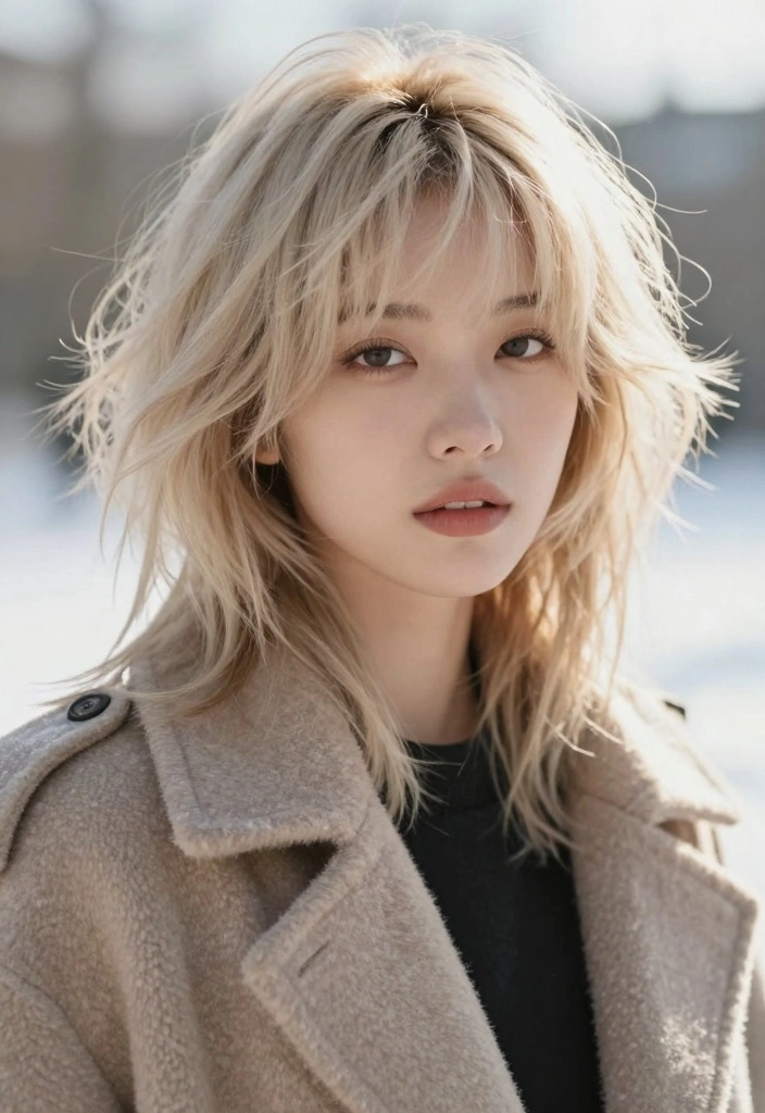 16 Winter Blonde Hair Ideas: Cool Icy Tones - 10. Textured Icy Bangs 1