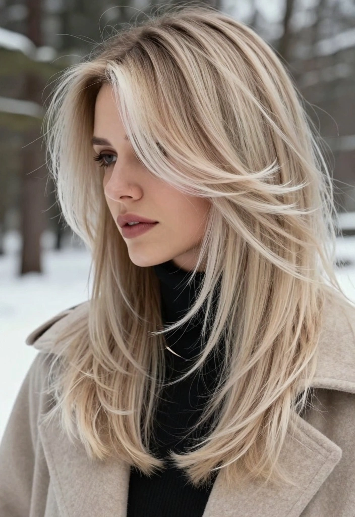 16 Winter Blonde Hair Ideas: Cool Icy Tones - 12. Bold Frosted Layers 1