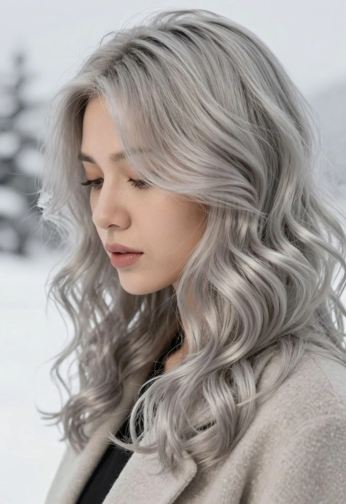 16 Winter Blonde Hair Ideas: Cool Icy Tones - 4. Silver Blonde Waves 1