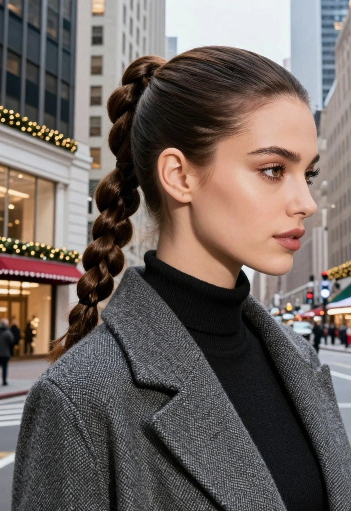 16 Winter Hair Braid Ideas: Cozy Chic Styles - 15. Sleek Braided Ponytail 1