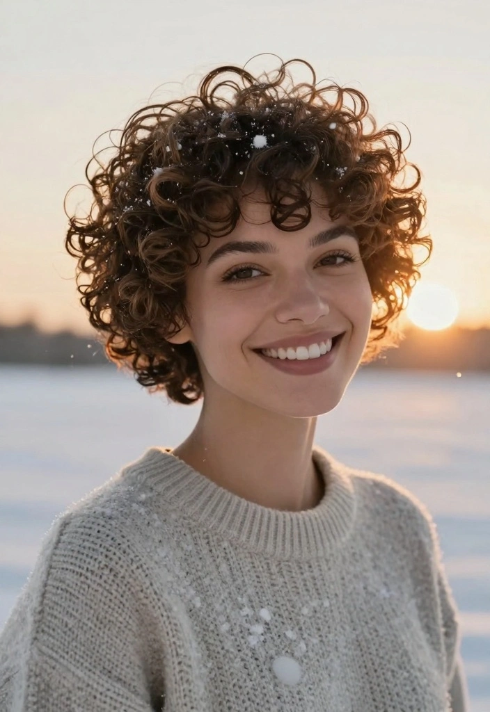 16 Winter Short Hair Ideas: Sleek Cozy Cuts for Curly Textures - 1. The Curly Pixie Cut 1
