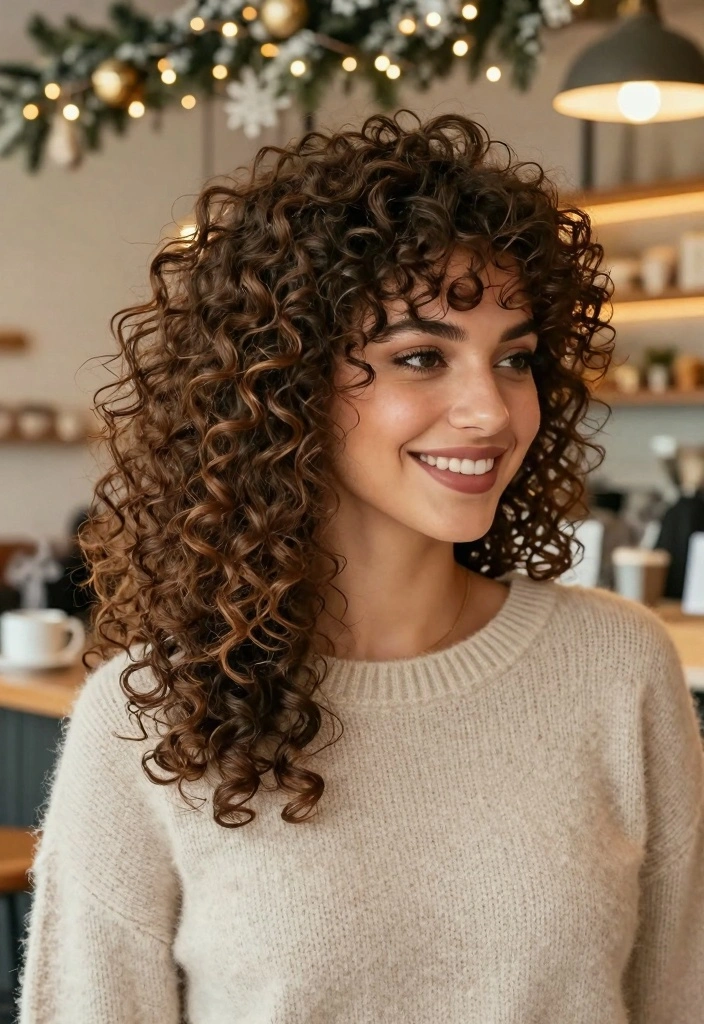 16 Winter Short Hair Ideas: Sleek Cozy Cuts for Curly Textures - 7. Half-Up Curly Style 1