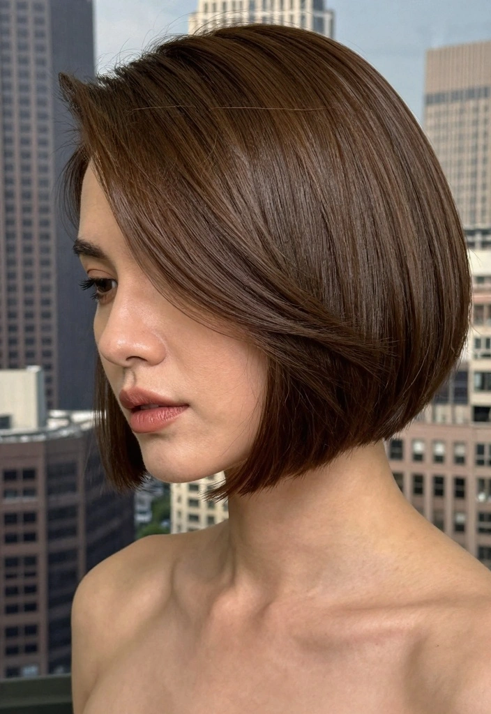 17 Short Brown Hair Ideas for a Clean Modern Look - 3. Asymmetrical Bob 1