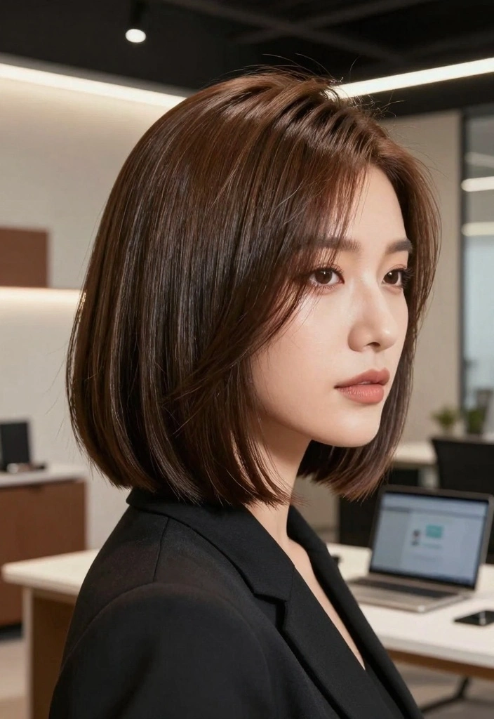 17 Short Brown Hair Ideas for a Clean Modern Look - 4. Sleek Lob 1