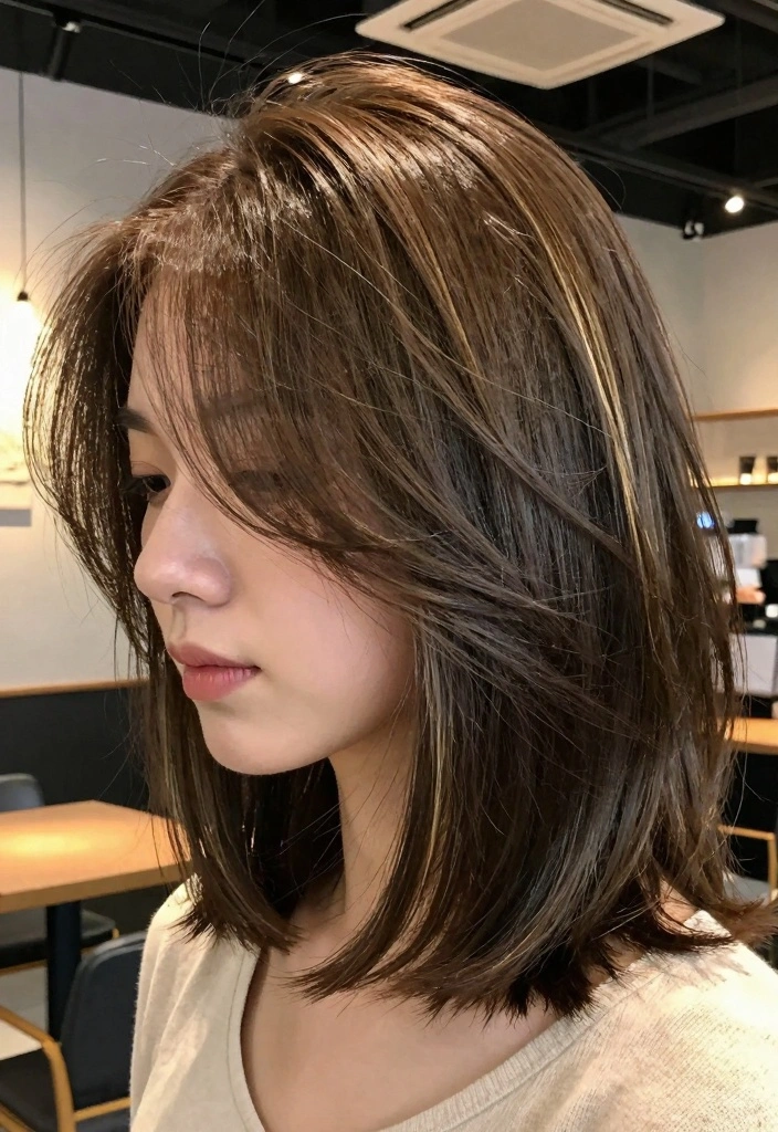 17 Short Brown Hair Ideas for a Clean Modern Look - 8. Layered Lob with Highlights 1