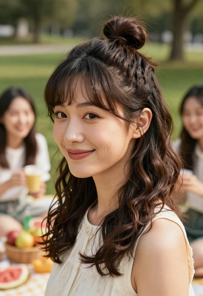 17 Short Hair Inspo Ideas Save Worthy Cuts - 16. Half-Up, Half-Down Short Hair 1