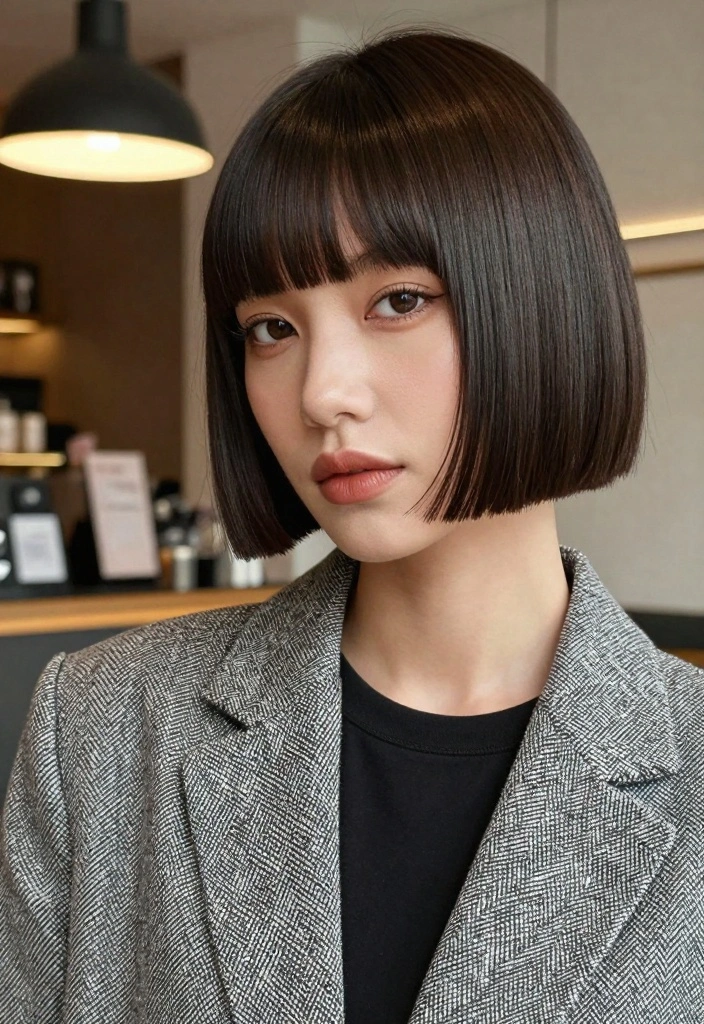 17 Short Hair Inspo Ideas Save Worthy Cuts - 4. Blunt Cut with Bangs 1