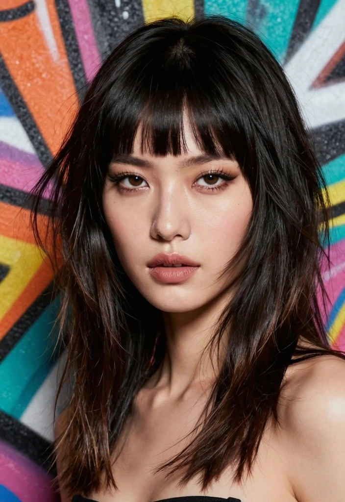 17 Short Layered Hair With Bangs Ideas For A Youthful Shape - 12. Edgy Textured Cut with Bold Bangs 1