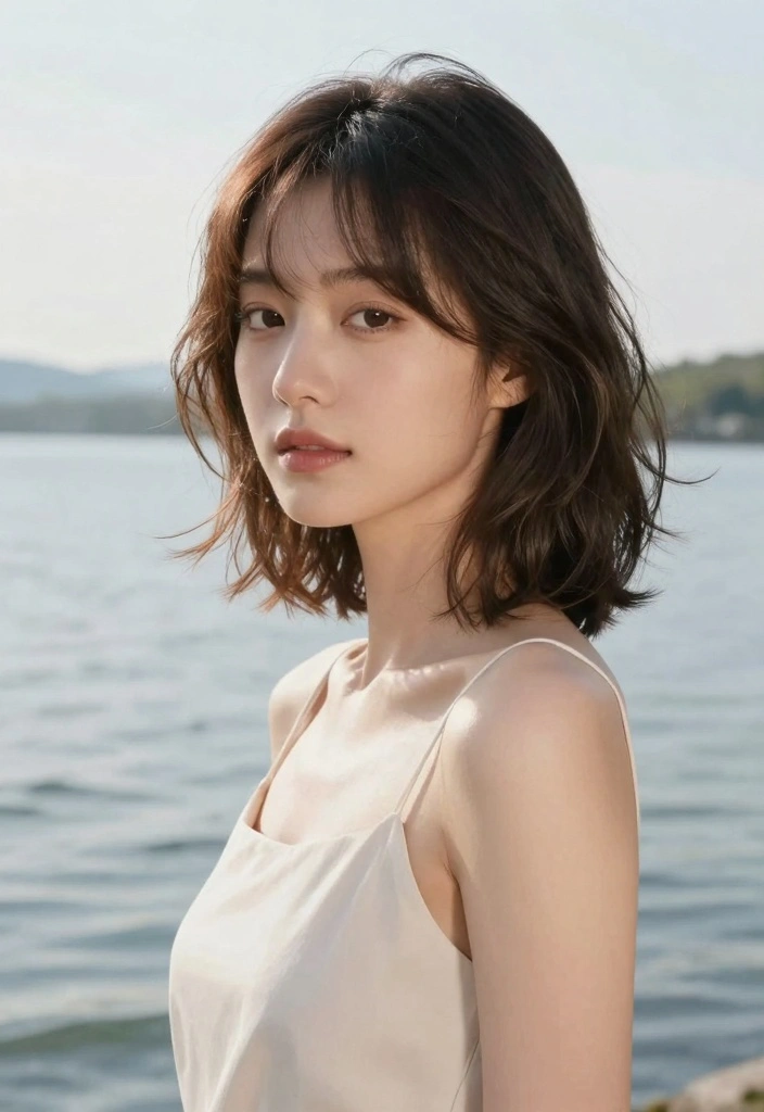17 Short Layered Hair With Bangs Ideas For A Youthful Shape - 14. Wavy Layers with Soft Curved Bangs 1