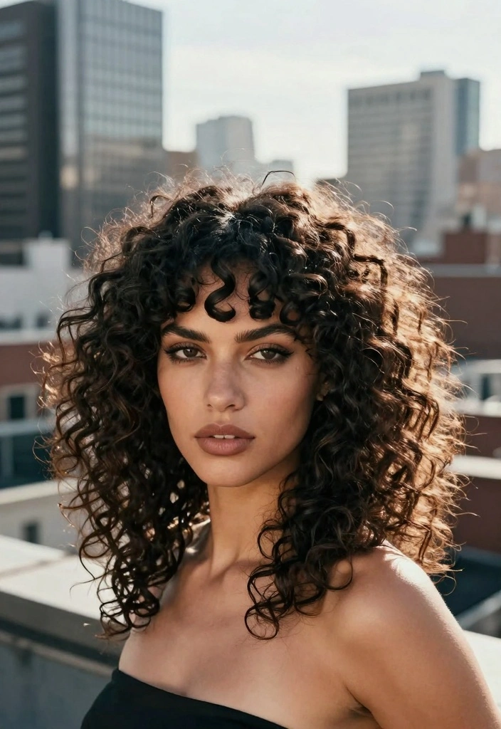 17 Short Layered Hair With Bangs Ideas For A Youthful Shape - 5. Curly Undercut with Long Bangs 1