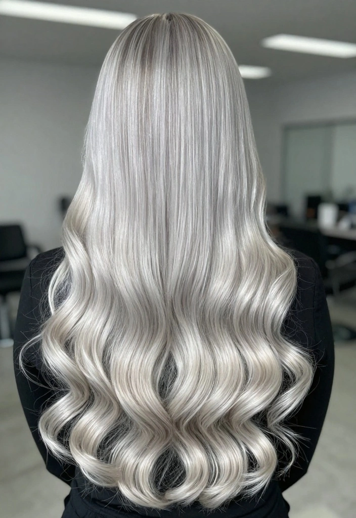 17 Silver Blonde Hair Ideas Cool Luminous Tone - 14. Sleek Silver Blonde Straight Curls 1