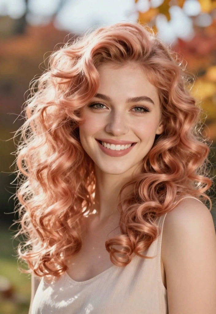 17 True Autumn Hair Color Ideas for Curly Hair Types - 10. Soft Peach 1