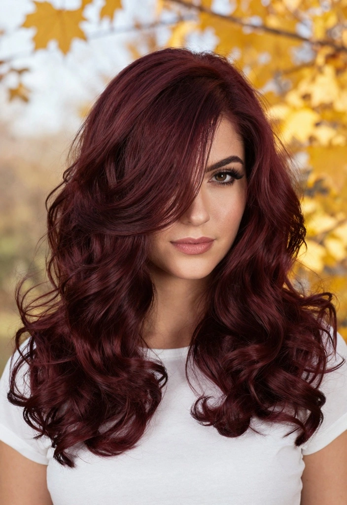 17 True Autumn Hair Color Ideas for Curly Hair Types - 9. Rich Burgundy 1