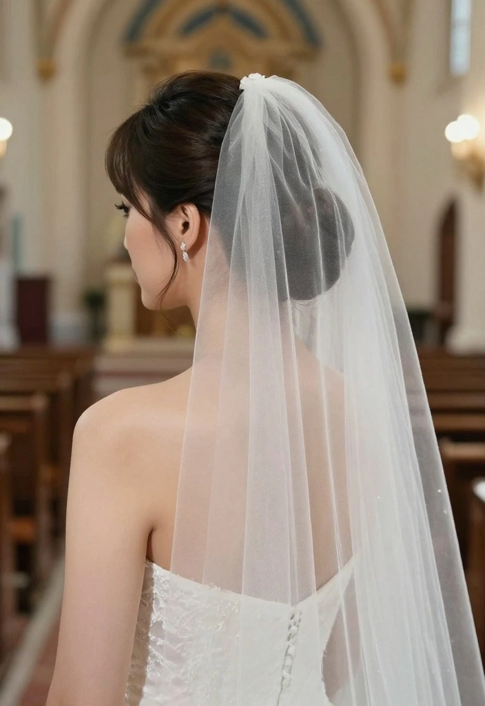 17 Wedding Hairstyles for Long Hair Ideas Romantic Glam - 11. Elegant Low Bun with Veil 1