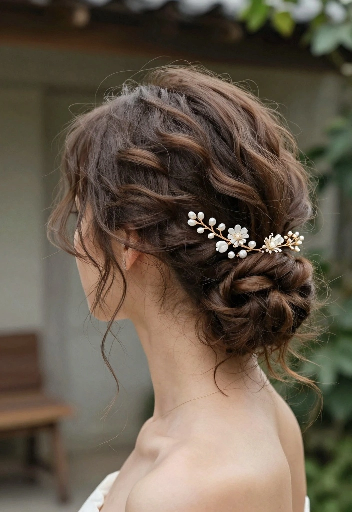 17 Wedding Hairstyles for Long Hair Ideas Romantic Glam - 13. Messy Low Bun with Hairpiece 1