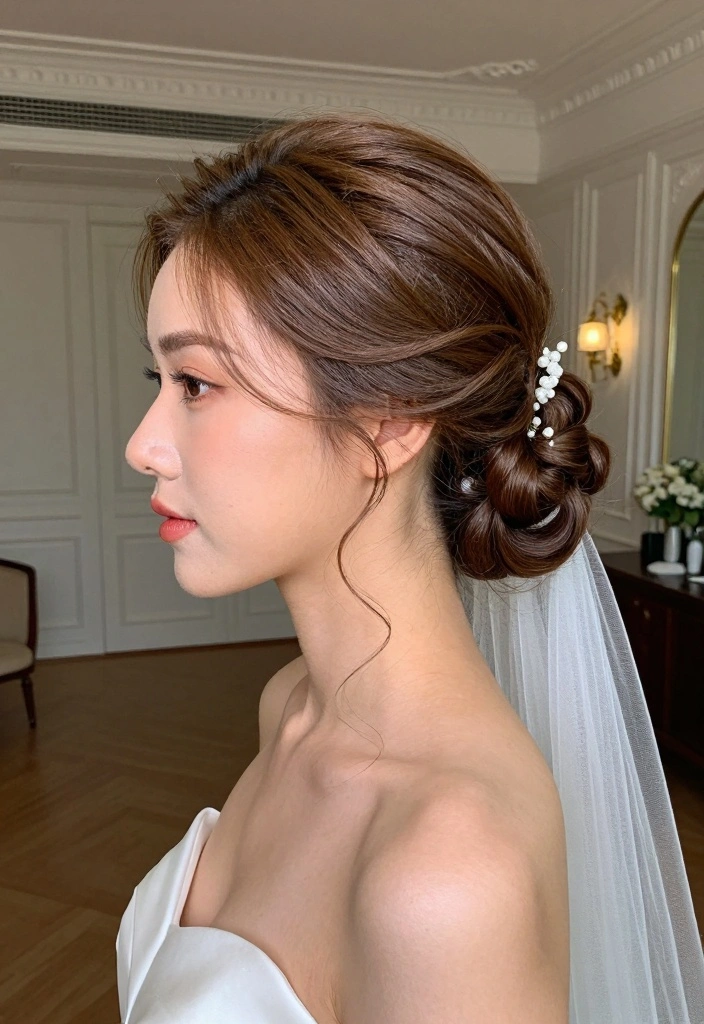 17 Wedding Hairstyles for Long Hair Ideas Romantic Glam - 16. Classic Updo with Veil 1