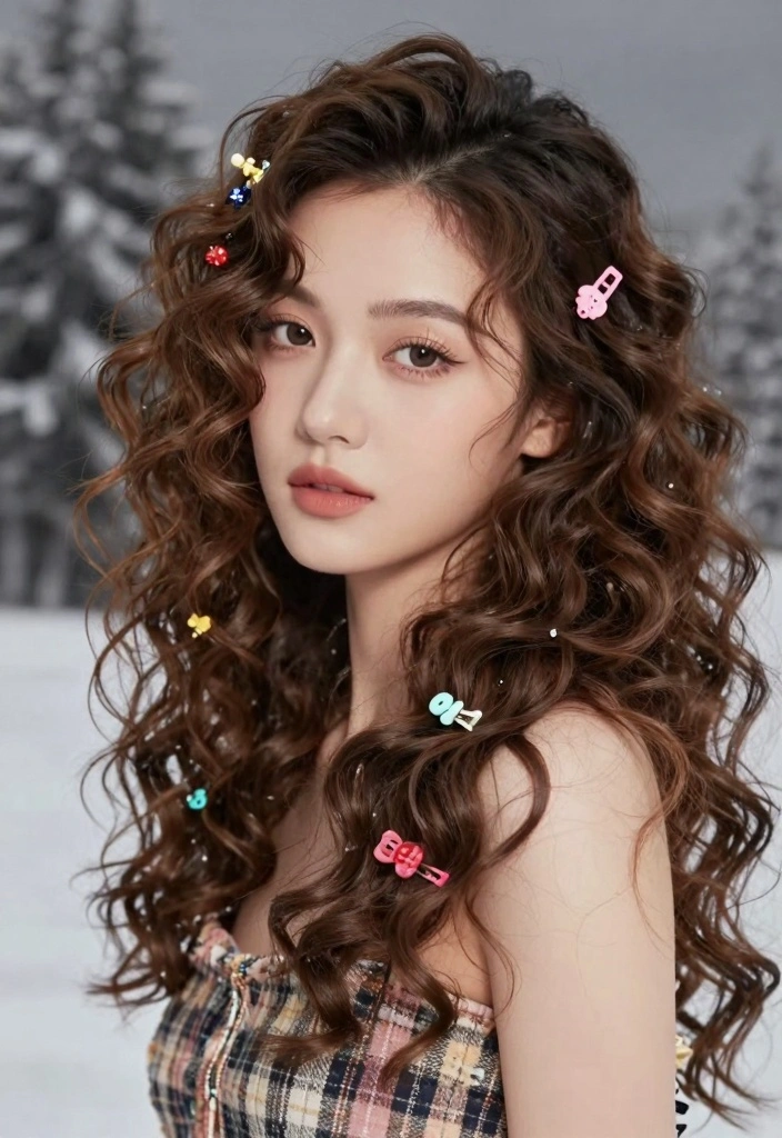 17 Winter Hair Ideas: Seasonal Fresh Looks for Curly Hair - 14. Textured Waves with Hair Clips 1