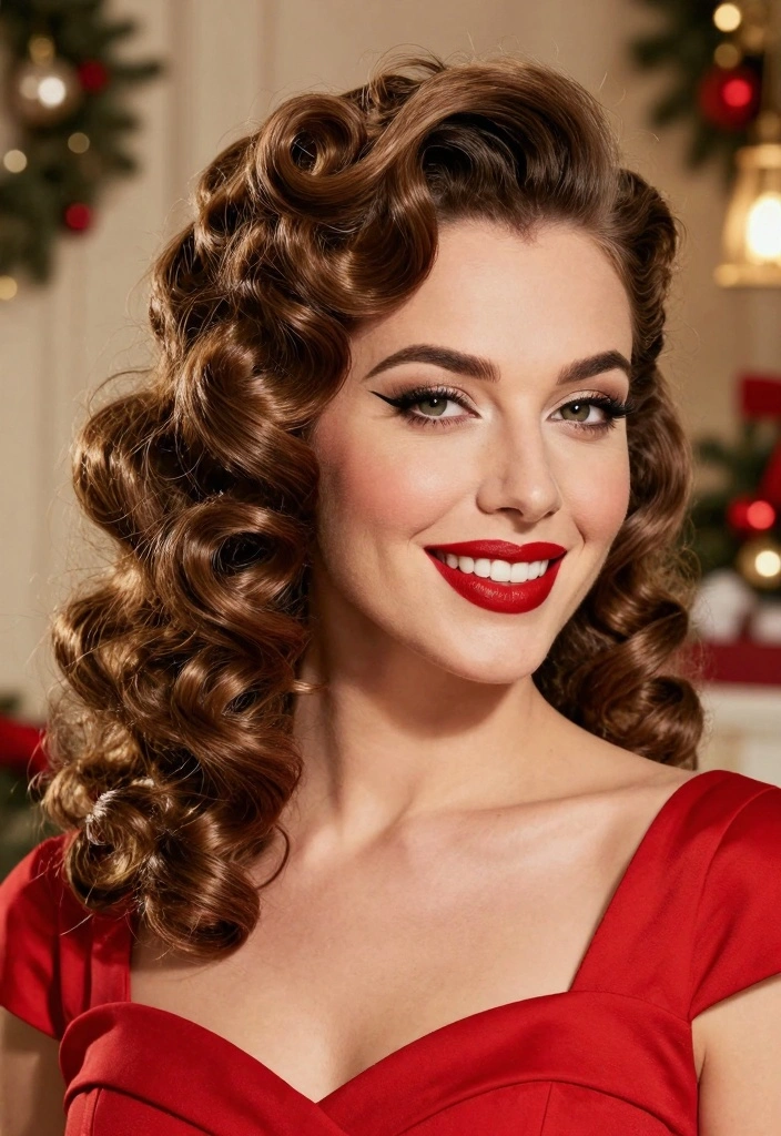 17 Winter Hair Ideas: Seasonal Fresh Looks for Curly Hair - 5. Retro Pin-Up Curls 1