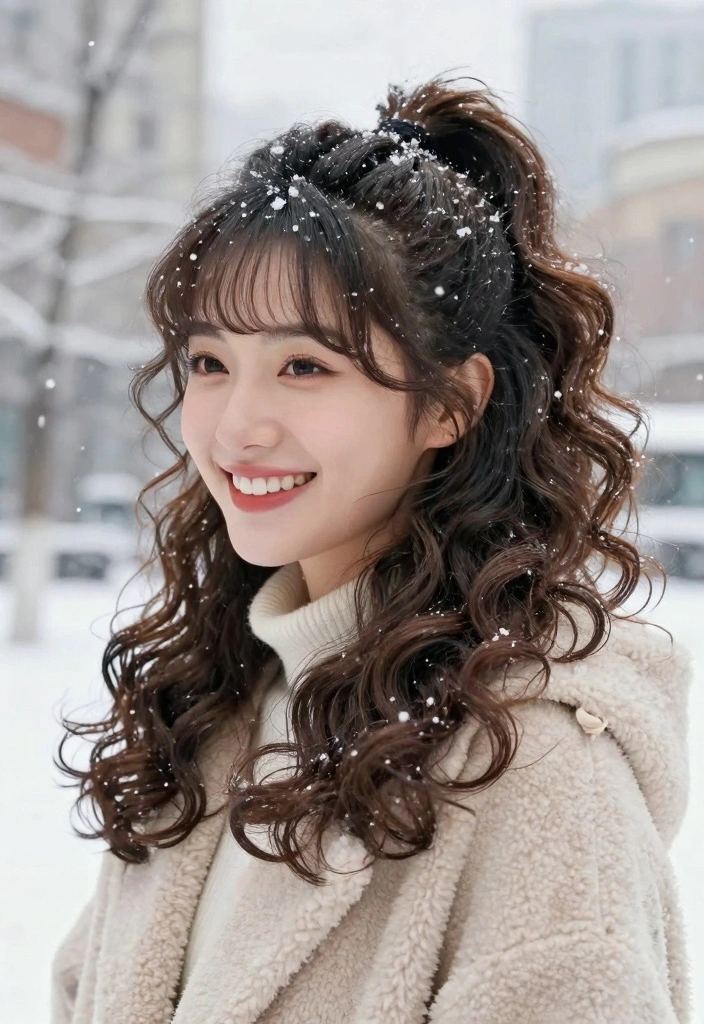 17 Winter Hair Ideas: Seasonal Fresh Looks for Curly Hair - 8. Classic Side Ponytail 1