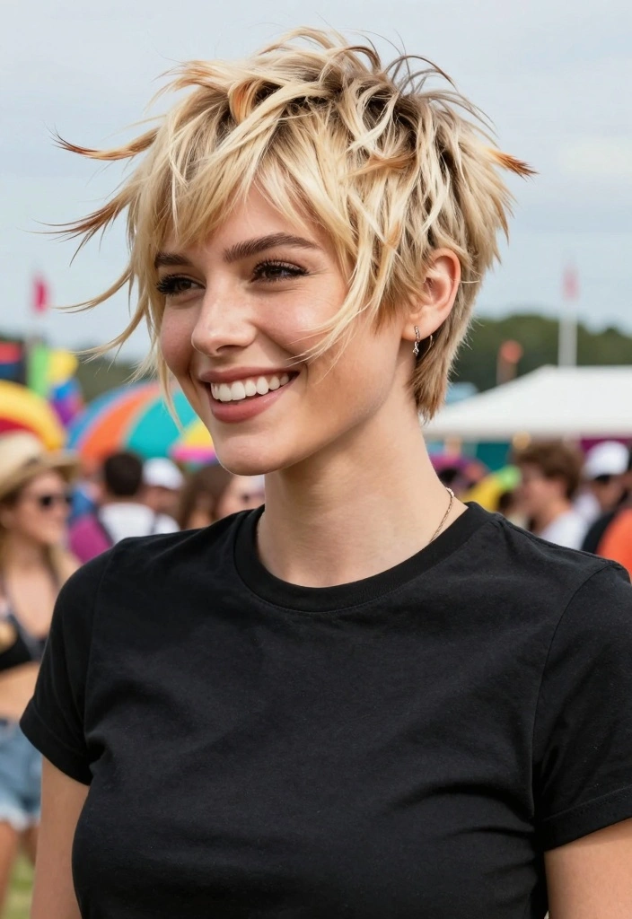 18 Short Blonde Hair Ideas for a Fresh, Bright Style - 11. Feathered Pixie 1