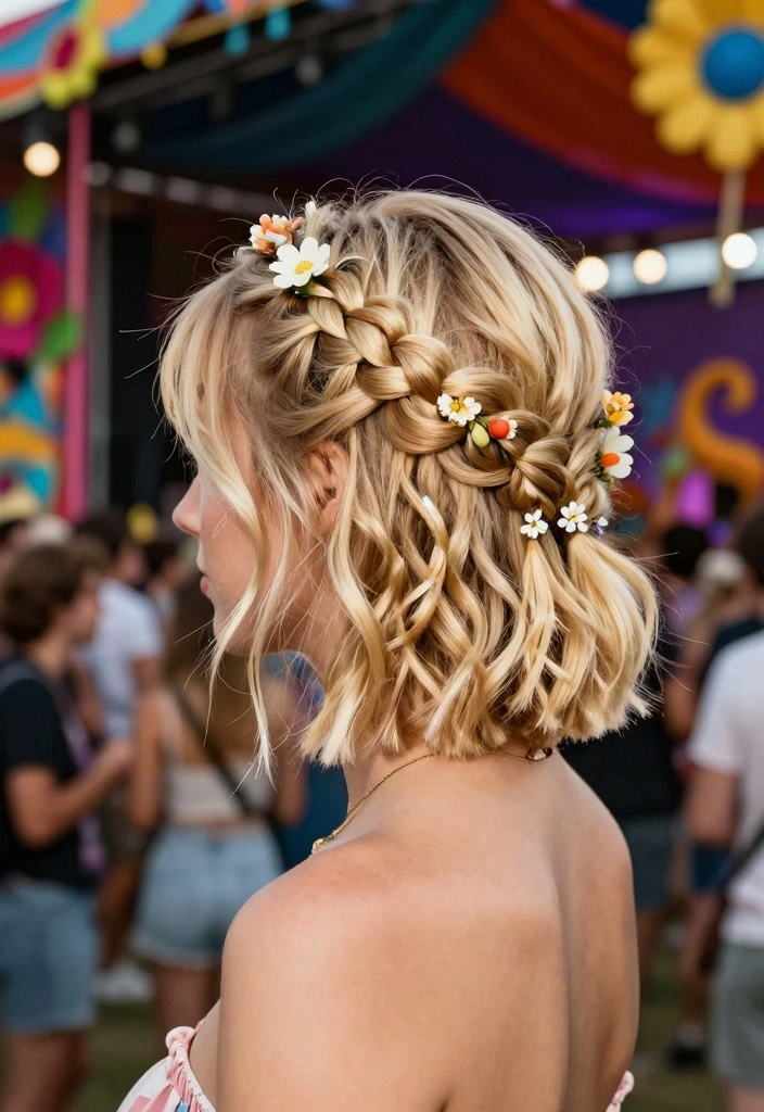 18 Short Blonde Hair Ideas for a Fresh, Bright Style - 18. Crown Braid with Short Hair 1