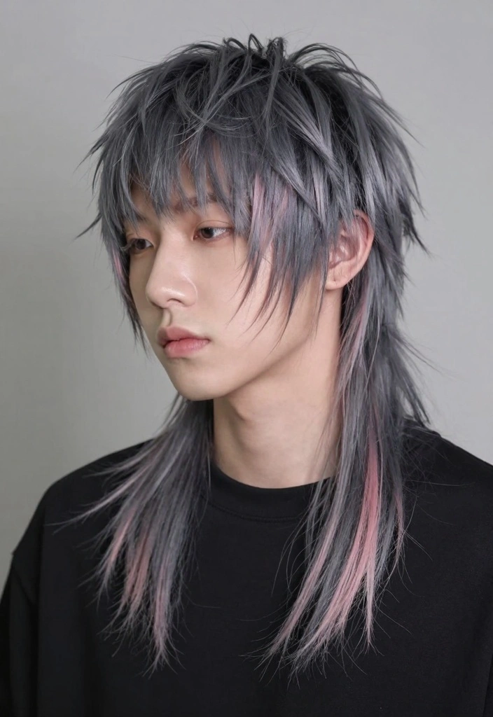 18 Short Hair Highlights Ideas: Bright Subtle Accents - 18. Charcoal with Pastel Accents 1