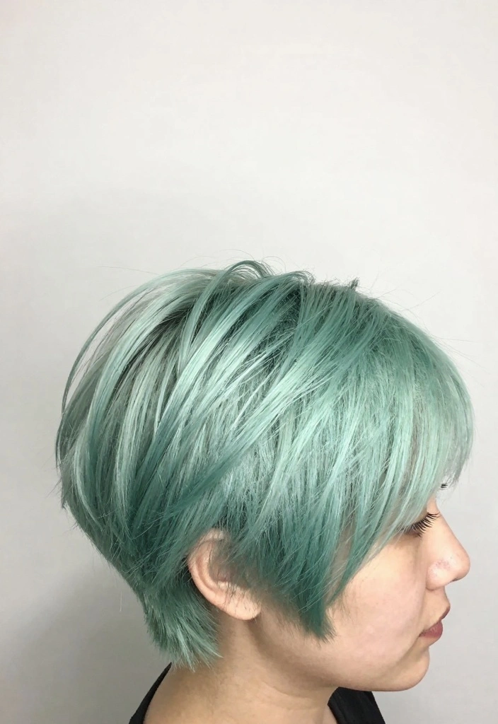 18 Short Hair Highlights Ideas: Bright Subtle Accents - 3. Minty Fresh Pixie Cut 1