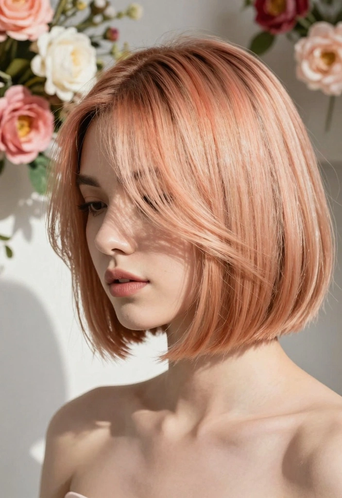 18 Short Hair Highlights Ideas: Bright Subtle Accents - 4. Peachy Keen Bob 1