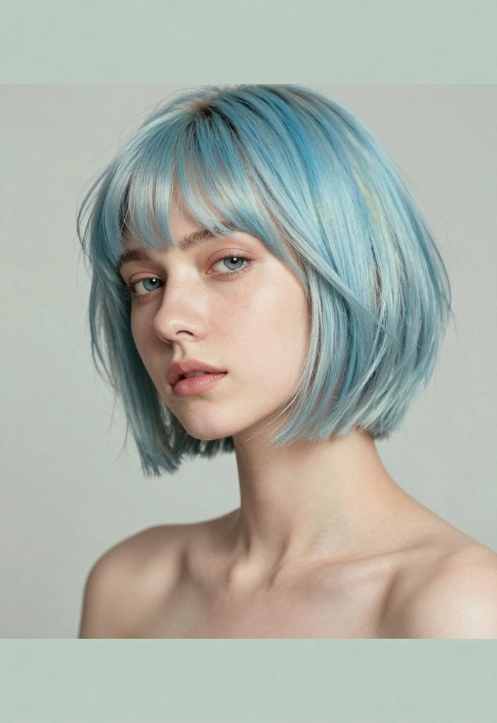 18 Short Hair Highlights Ideas: Bright Subtle Accents - 5. Baby Blue Highlights 1