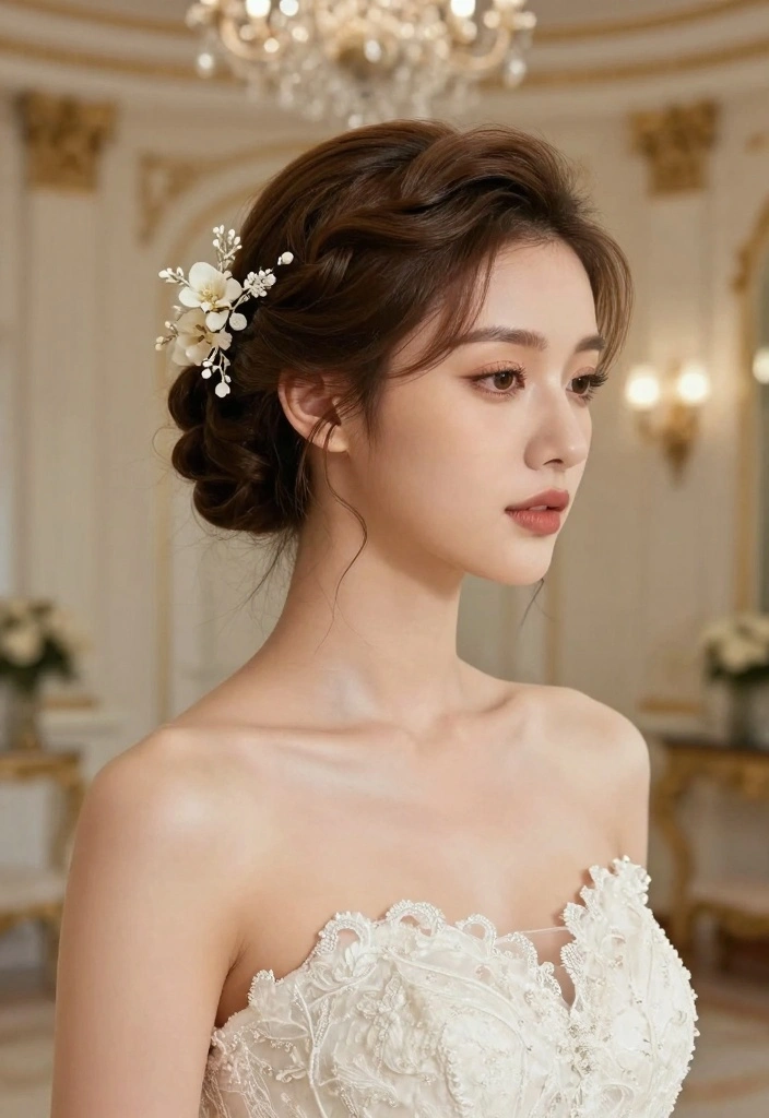 18 Short Hair Wedding Styles Ideas: Chic Bridal Looks - 10. Elegant Chignon with Twists 1